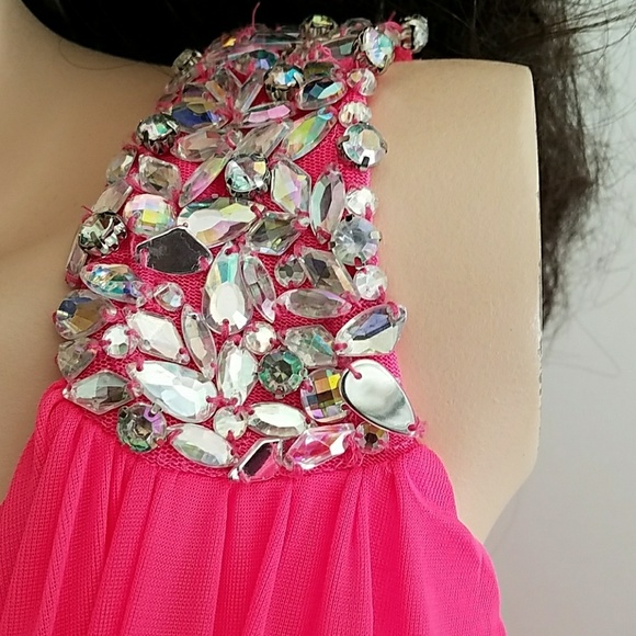 Neon Pink maxi dress  sz 3 - Picture 4 of 6